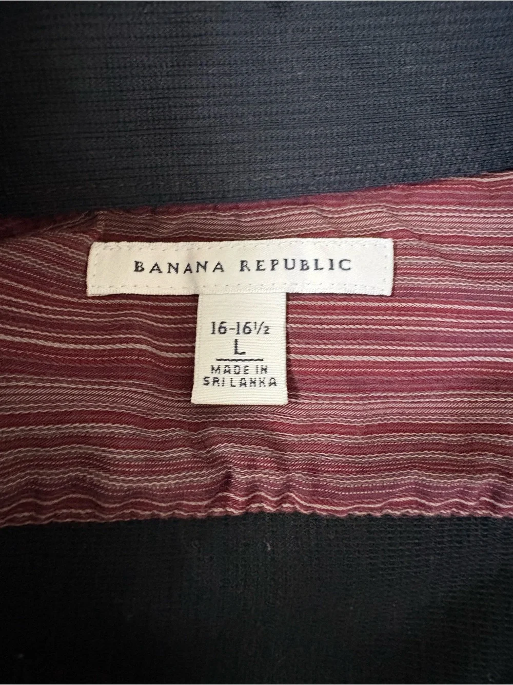 Banana Republic Men’s L Black Cotton Button Up Shirt Contrast Cuffs
